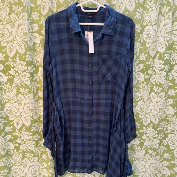 Sanctuary Blue Checked Wrap Dress - Picture 2 of 9